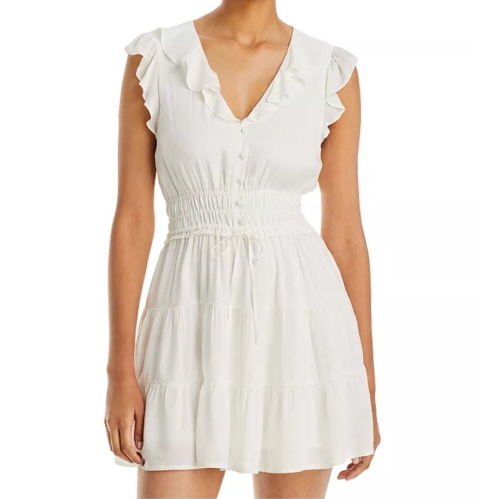 NWT Paige Paradis White Ruffle Mini Dress